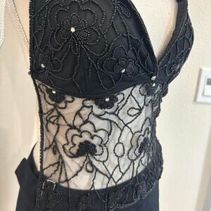 GI and JO black beaded halter top